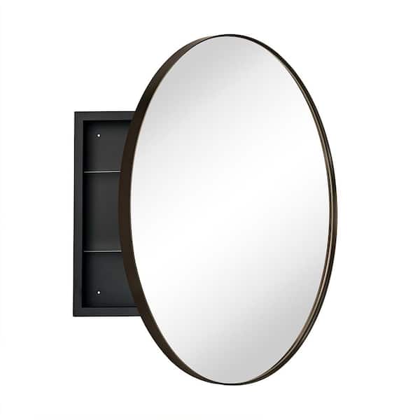 Myriel 24 in. W x 24 in. H Surface Mount Round Metal Framed Bathroom Medicine Cabinet with Mirror in Oil Rubbed Bronze