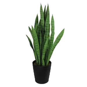 35 in. 2-Tone Green Artificial Indoor Potted Snake Plant