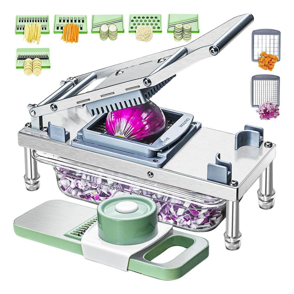 Stainless Steel Vegetable Chopper with 8 Blades, Onion Dicer, Food Cutter & Grater Mandoline Slicer with Container price history on PriceWatchPro