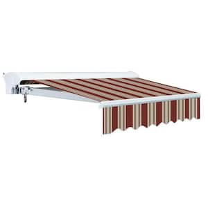 10 ft. Luxury L Series Semi-Cassette Manual Retractable Patio Awning (98 in. Projection) in Brick Red/Beige Stripes