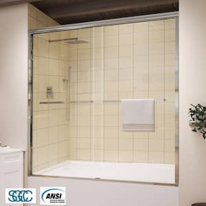 56 to 60 in. W x 58 in. H Sliding Framed Tub Door in Chrome with Clear Glass