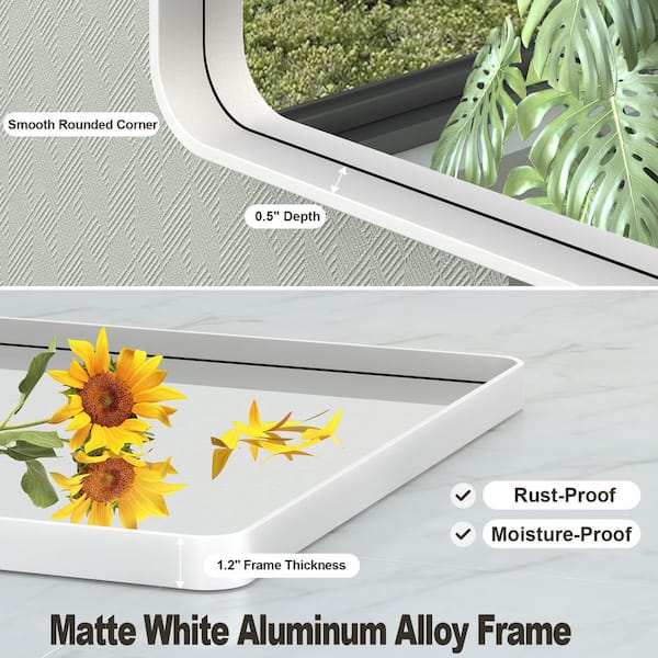 16 in. W x 24 in. H Rectangular Framed French Cleat Wall Mounted Tempered Glass Bathroom Vanity Mirror in Matte White