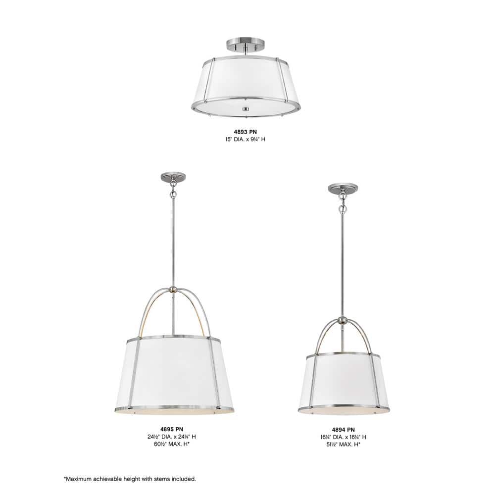 Clarke 16'' Transitional Drum Pendant in Polished Nickel