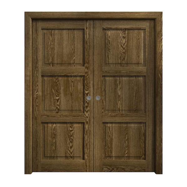 Sartodoors 84 in. x 96 in. Marble Oak Solid Wood Double Pocket