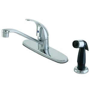 Legacy Single-Handle Deck Mount Centerset Kitchen Faucets with Side Sprayer in Polished Chrome