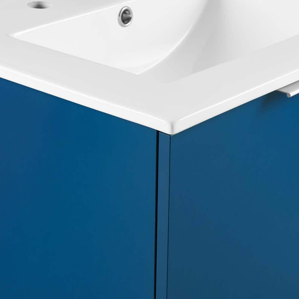 Maybelle Navy White 24" Wall-Mount Modern Bathroom Vanity