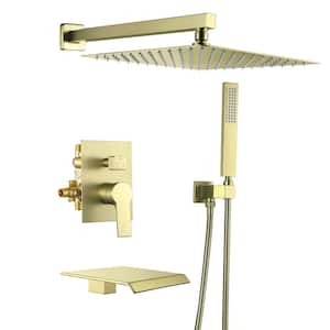 Single Handle 1-Spray Tub and Shower Faucet 1.5 GPM with Shower Head in Brushed Gold (Valve Included)