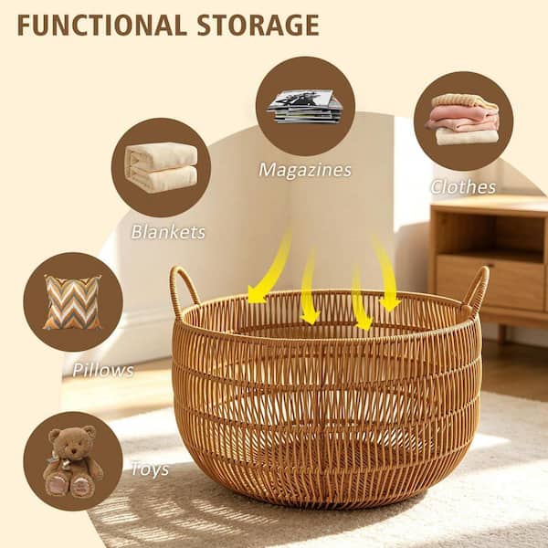 Jeedeson Brown 11.22 in. x 15.94 in. Polypropylene Round Woven