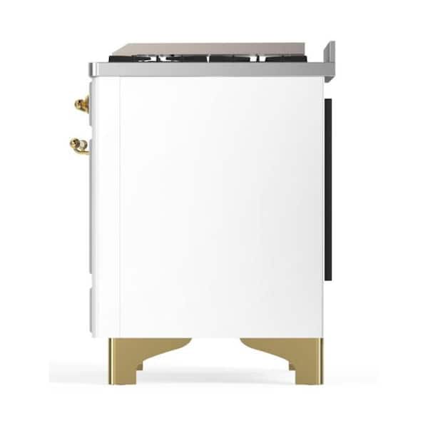 Majestic II 60 in. Dual Fuel Natural Gas Range with 9-Burnerss, Griddle in White