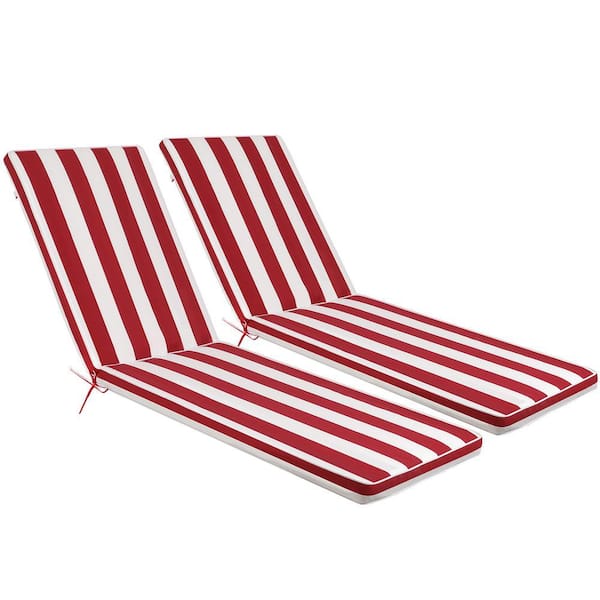 Red White 22 x 74 Outdoor Lounge Chair Cushion Replacement, Patio