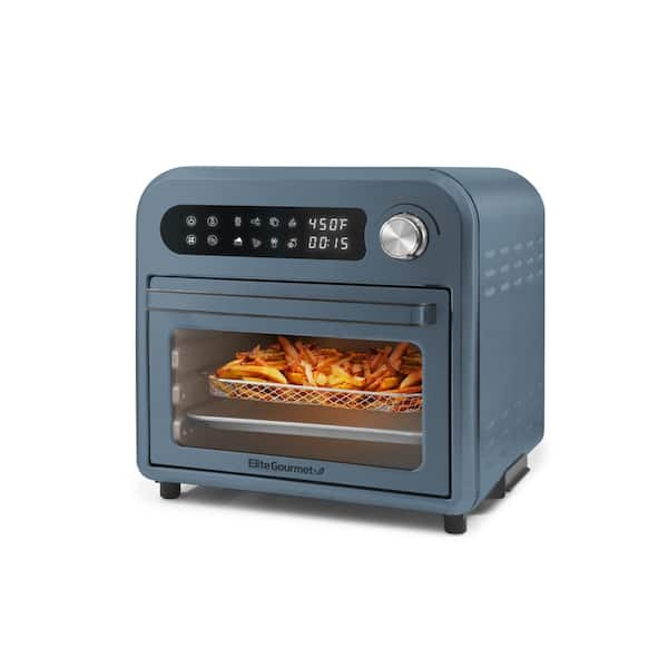 Elite Gourmet 10 Qt. Slate Blue Air Fryer Oven with Basket