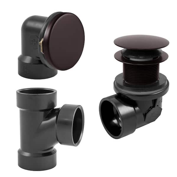 Illusionary Overflow, Sch. 40 ABS Plumbers Pack with Tip-Toe Bath Drain in Oil Rubbed Bronze