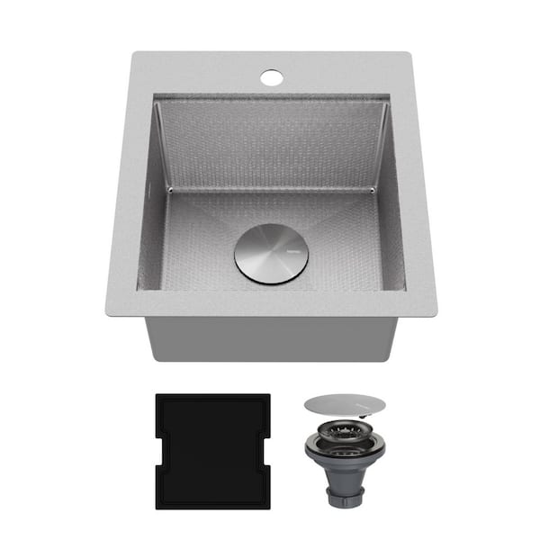Matrix 17 in. Drop-In Single Bowl 16-Gauge Stainless Steel Workstation Kitchen Sink