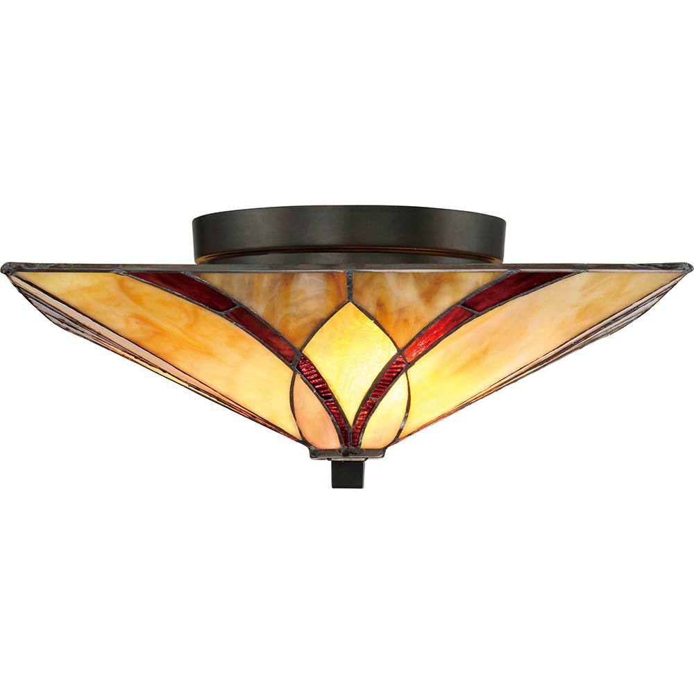 Valiant Bronze Tiffany Glass Flush Mount Ceiling Light