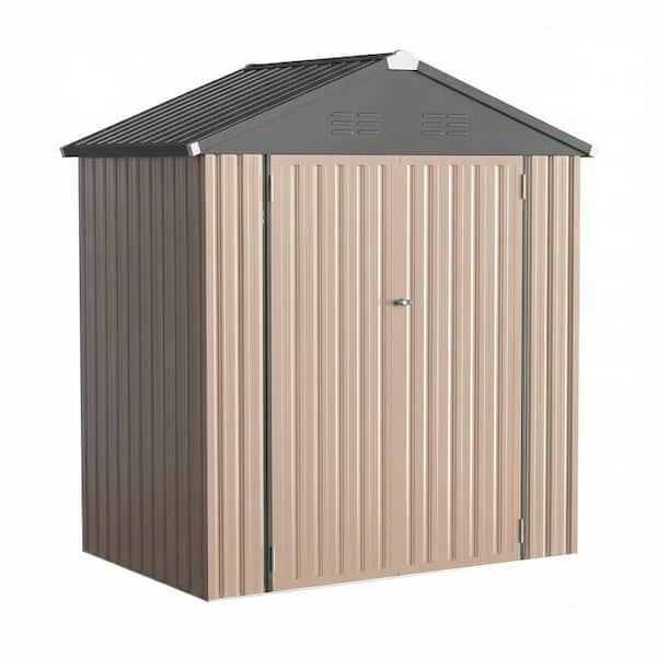 6 ft. W x 4 ft. D Gray Metal Shed Tool Garden Shed with Lockable Doors for Backyard (24 sq. ft. )