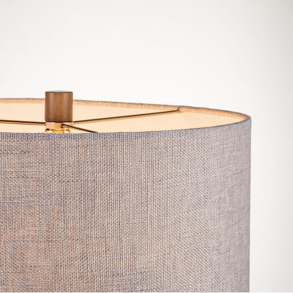 Table Lamp Walnut with Blue Linen Shade - Kingsbury