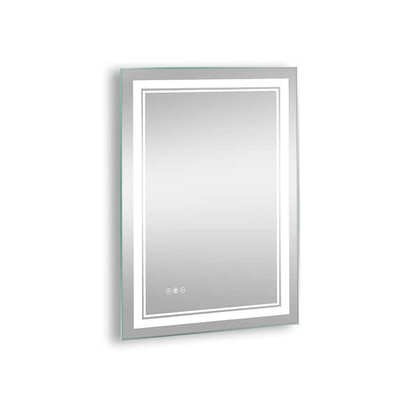 EPOWP 24 in. W x 32 in. H Rectangular Frameless Anti-Fog LED Wall Bathroom Vanity Mirror in Silver