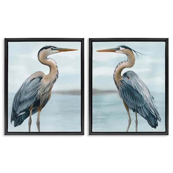 Detailed Heron Bird Duo by Grace Popp 2 Piece Black Floater Frame Graphic Art Print Animal 25 in. x 31 in.