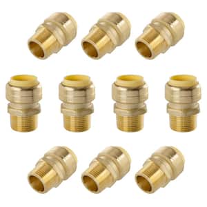3/4 in. Push-Fit x 3/4 in. Male Pipe Thread Brass Coupling (10-Pack)
