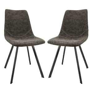Markley Grey Faux Leather Dining Chair Set of 2