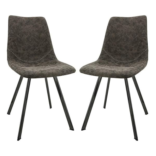 Leisuremod Markley Grey Faux Leather Dining Chair Set of 2