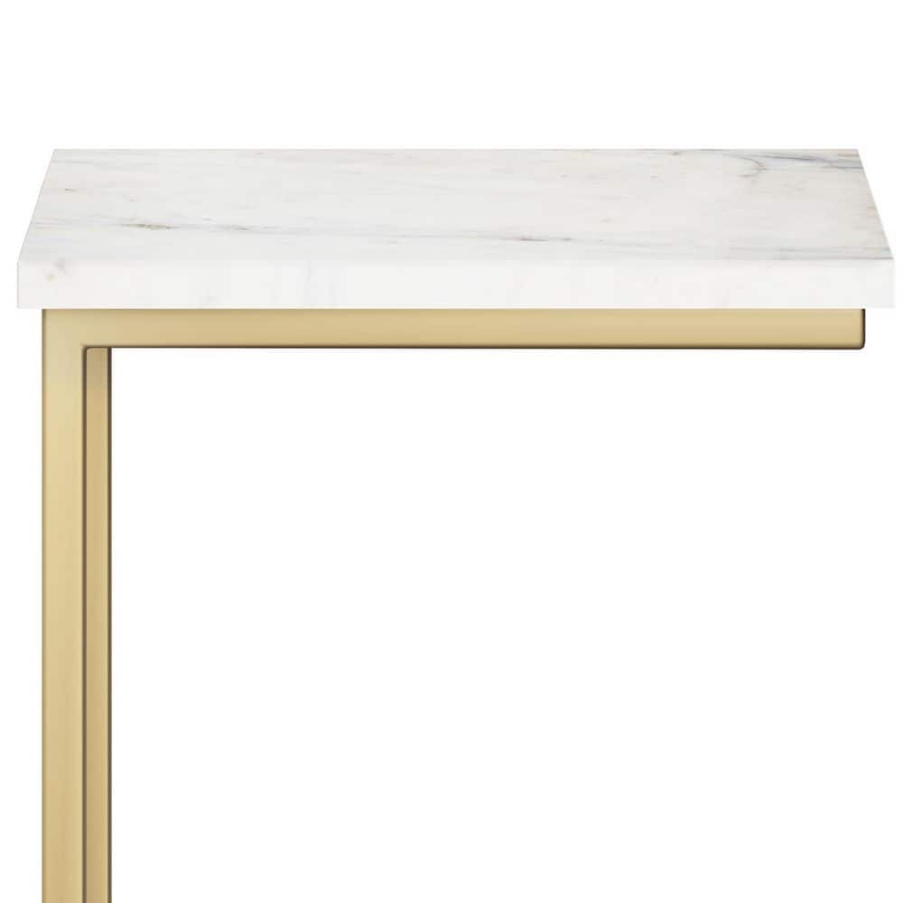 Skyler Gold Metal C Side Table with Marble Top