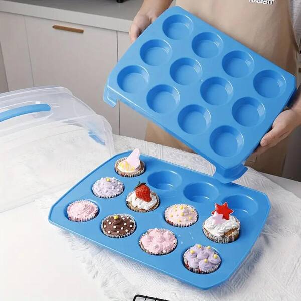 Portable Double Layer Cake Storage Box, 24 Cups Paper Cupcake