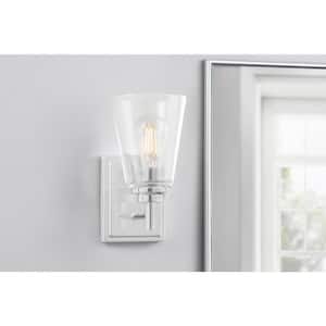 Wakefield 5.25 in. 1-Light Chrome Modern Wall Sconce with Clear Glass Shade