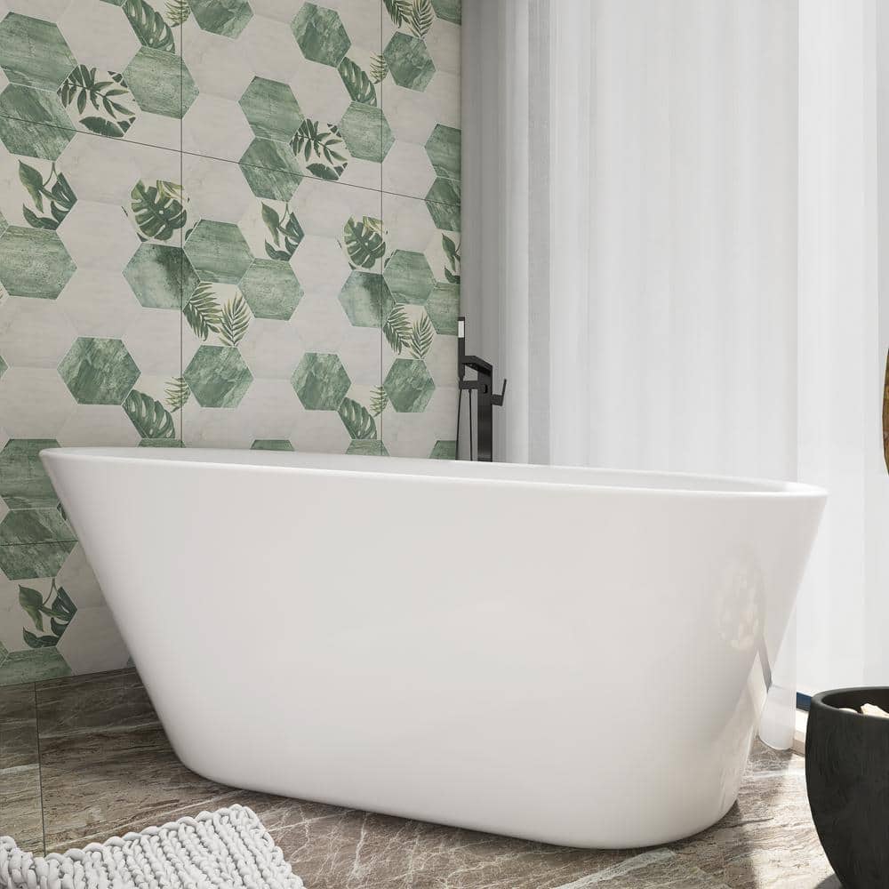 69 in. x 30 in. Soaking Bathtub with Reversible Drain in Glossy White