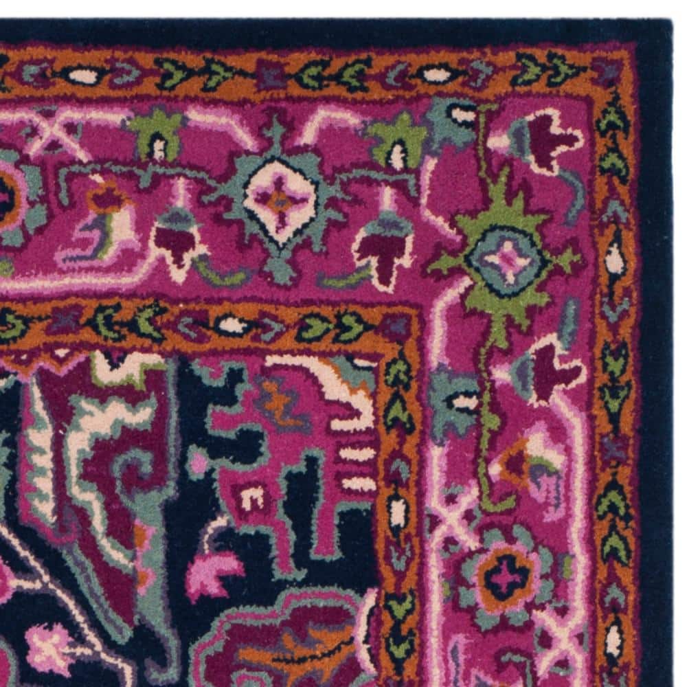 Bellagio Pink and Navy 6' x 9' Handmade Wool Area Rug