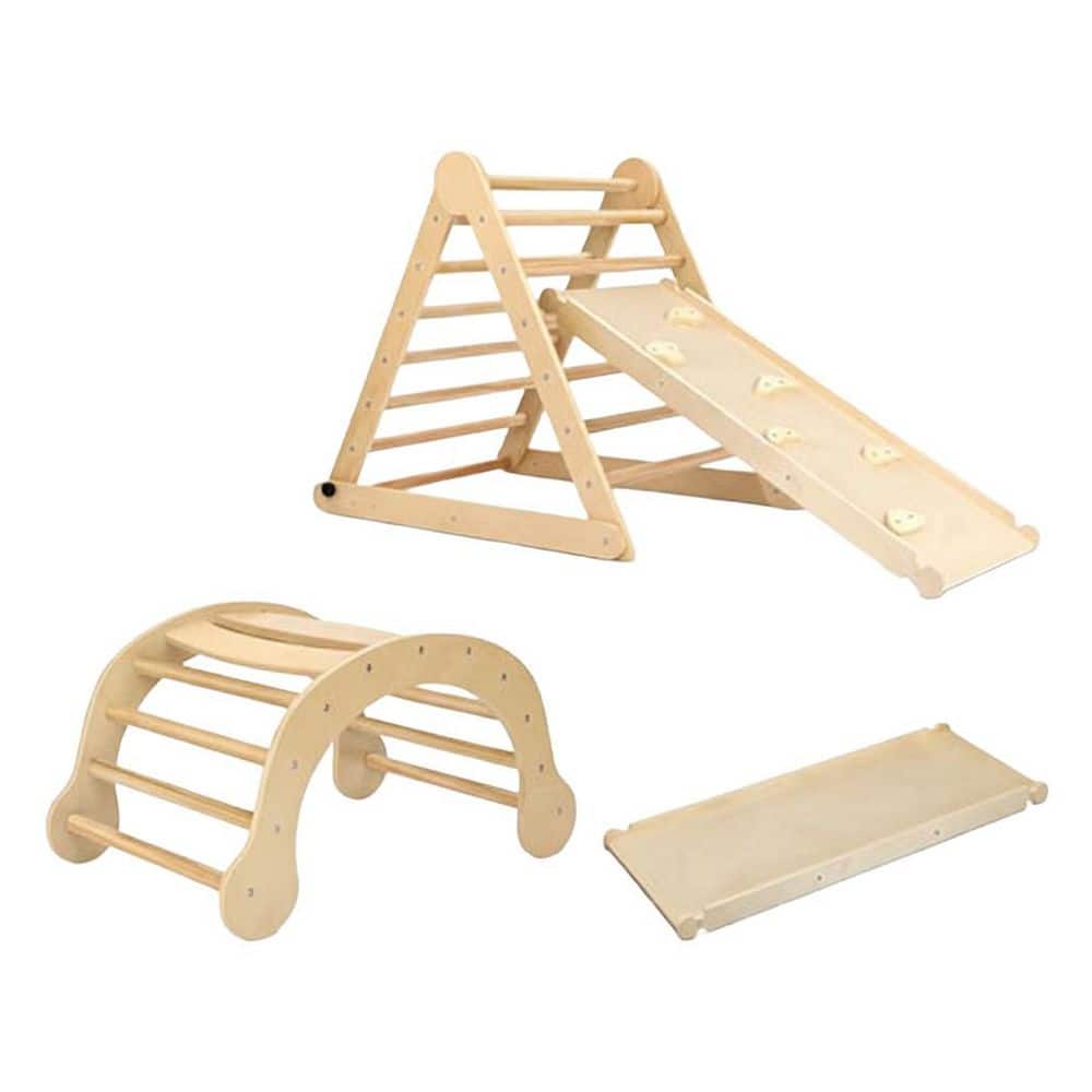 Pikler Triangle Set, Sturdy Climbing Toys for Toddlers, Indoor Playground Jungle Gym with Slide & Arch Rocker, Early price history on PriceWatchPro