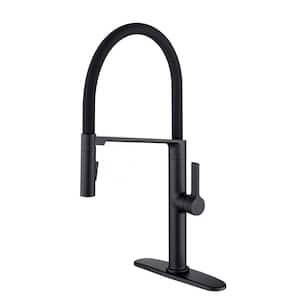 Magnetic Single-Handle Pull Down Sprayer Kitchen Faucet with Deckplate and Water Supply Line Included in Matte Black
