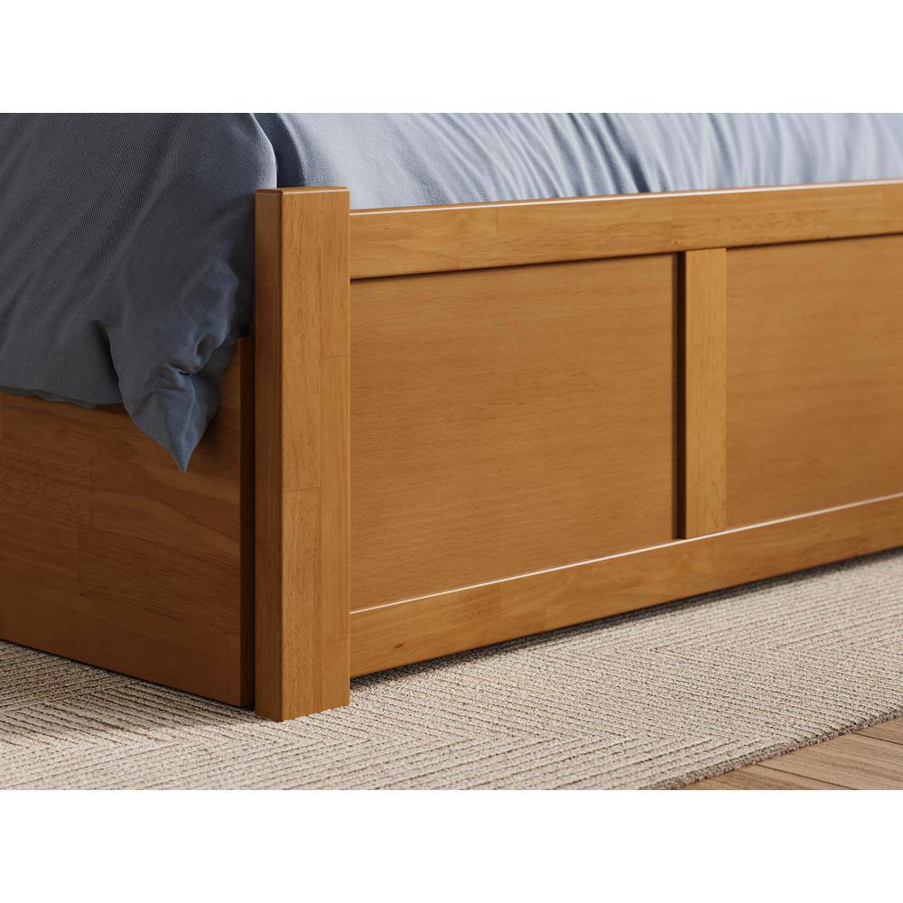 Light Toffee Twin XL Wood Platform Bed with Storage Drawers