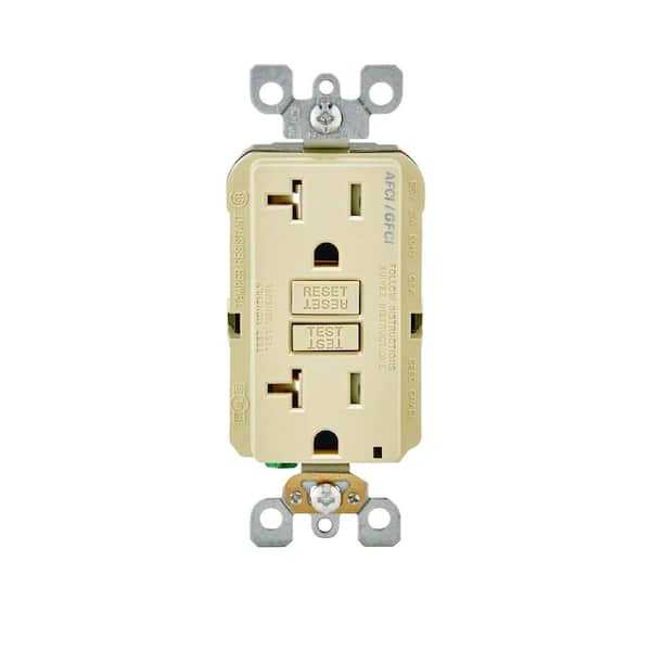 Leviton 20 Amp 125-Volt Duplex Self-Test SmartlockPro Tamper Resistant AFCI/GFCI Dual Function Outlet, Ivory