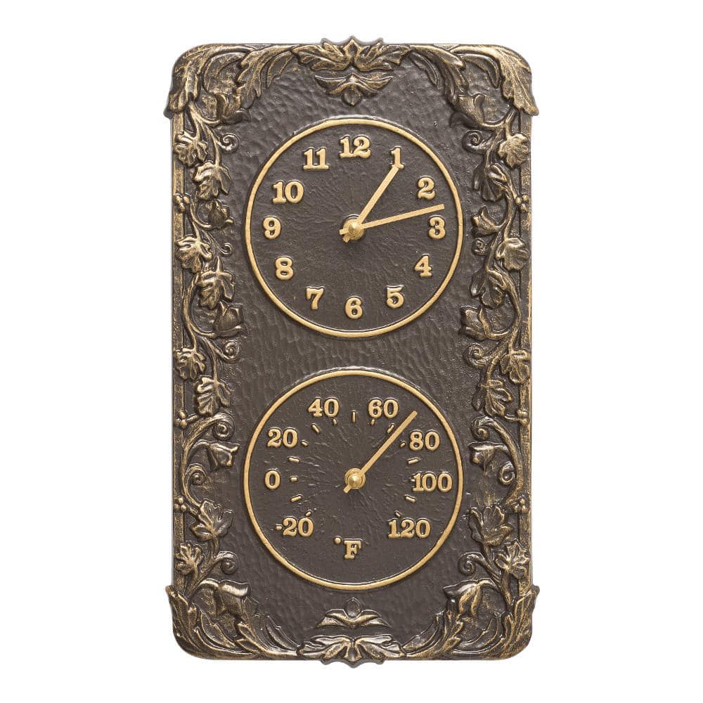 Whitehall Products Acanthus Indoor Outdoor Wall Clock and Thermometer