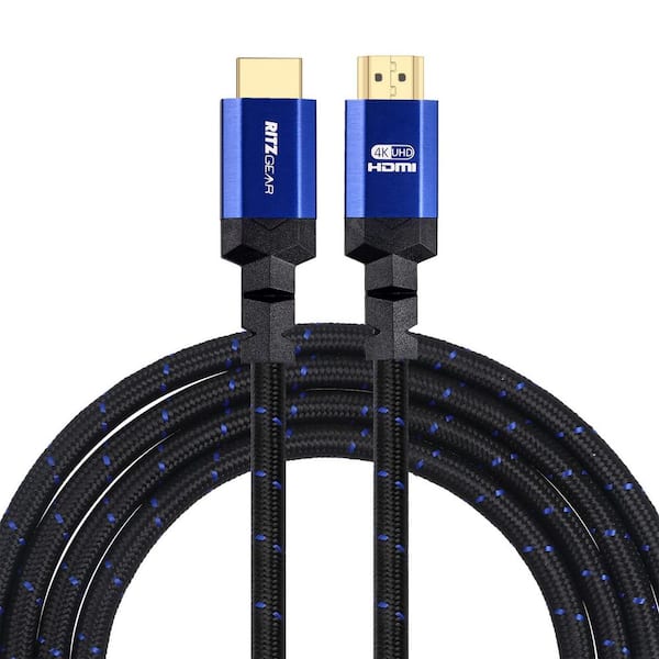 RITZ GEAR 10 ft. 4K HDMI Cable, High Speed 18 Gbps HDMI to HDMI Cable - Blue