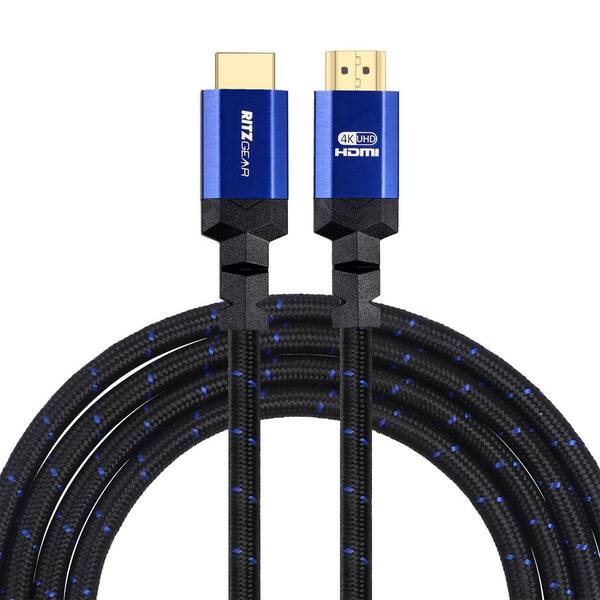 RITZ GEAR 12 ft. 4K HDMI Cable, High Speed 18 Gbps HDMI to HDMI Cable - Blue (10-Pack)
