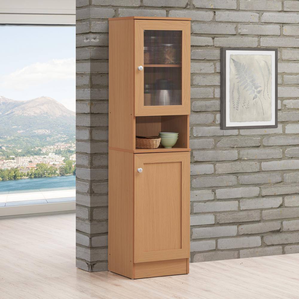 Beech Tall Slim Kitchen Pantry with Enclosed Storage