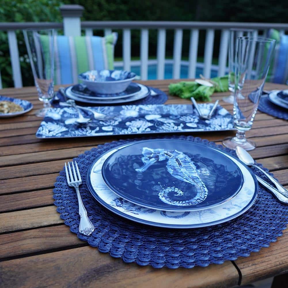 Sea Life Blue Melamine 9" Salad/Dessert Plates Set of 6