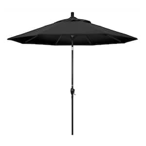 9 ft. Aluminum Push Tilt Patio Umbrella in Black Olefin