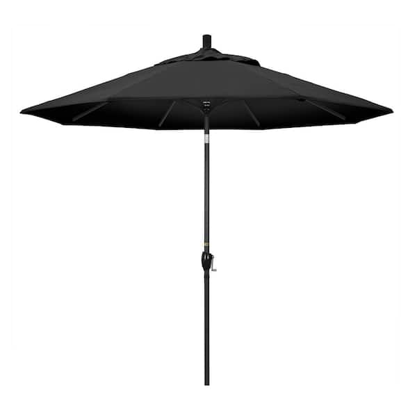 California Umbrella 9 ft. Aluminum Push Tilt Patio Umbrella in Black Olefin