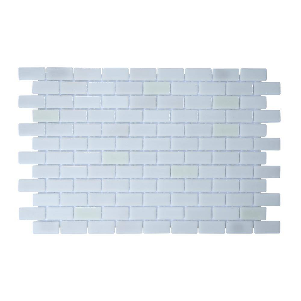 Image showcasing The Tile Doctor Glass Tile Love White Hot Subway White 22.5 in. x 13.25 ...