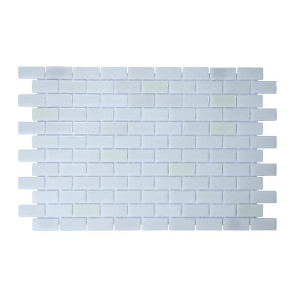 The Tile Doctor Glass Tile Love White Hot Subway White 22.5 in. x 13.25 in. Glossy Glass Patterned Mosaic Wall Tile (9.68 sq. ft./Case)