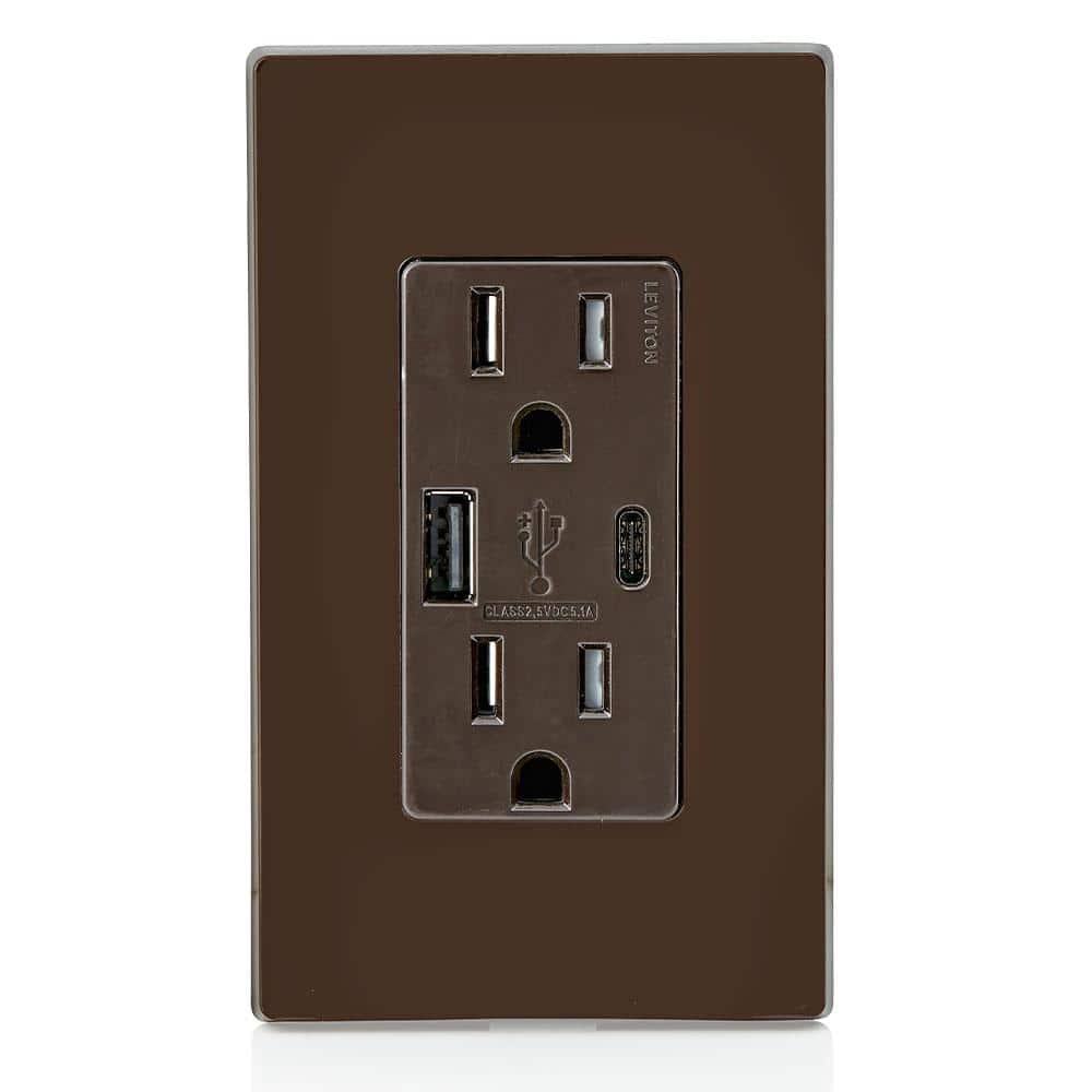 Leviton Brown Tamper-Resistant USB Wall Outlet Charger