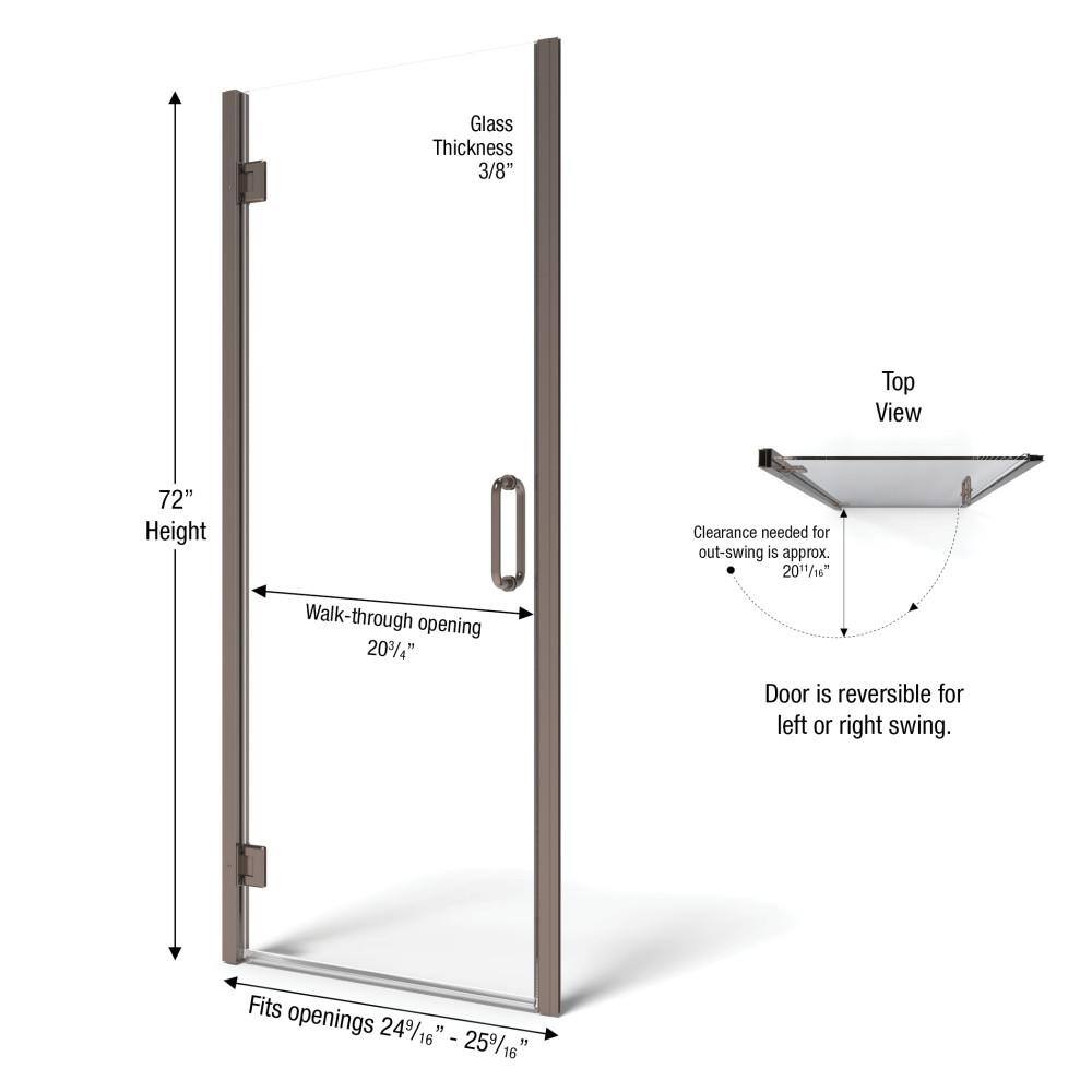 Coppia 72" Clear Glass Hinged Shower Door with Oil Rubbed Bronze Frame