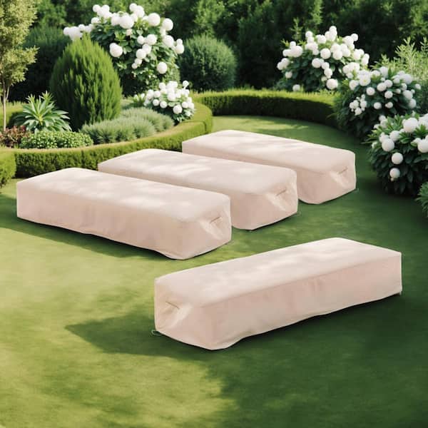 Noble House Calvin Outdoor Patio Beige Waterproof Fabric Lounge Set Cover (Set of 4)