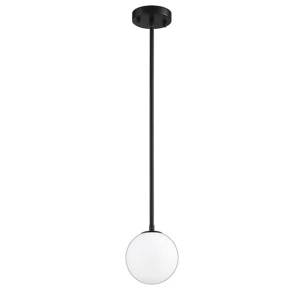 Kendal Lighting PHOENIX 1-Light Black, White Globe Pendant Light