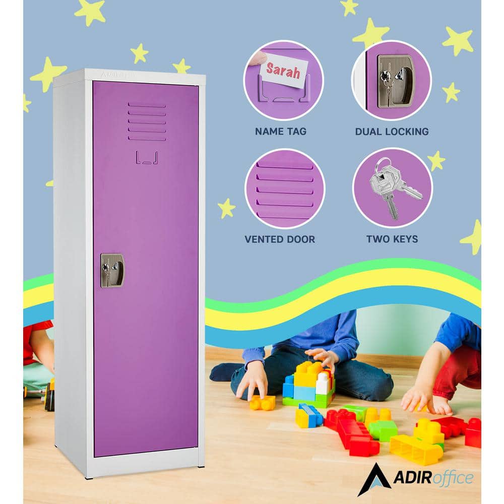 48-Inch Purple Steel Freestanding Office Locker with Adjustable Shelving