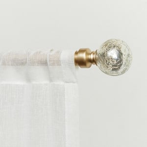 Silver Aged Sphere 36 in. - 72 in. Adjustable 1 in. Single Curtain Rod Kit Gold with Finial