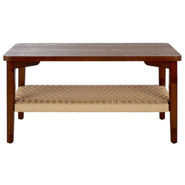 SAFAVIEH Dino 38 in. Walnut Rectangle Wood Coffee Table COF2313A
